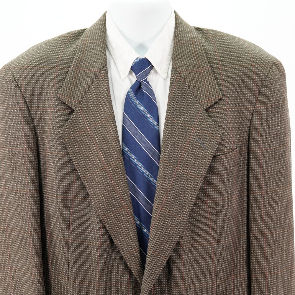 Vintage Christian Dior Monsieur Men Green Tan Check Wool Blazer 40R Sport Coat